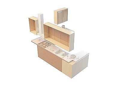大理石台面橱柜模型