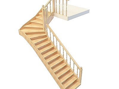 3d中式实木楼梯免费模型