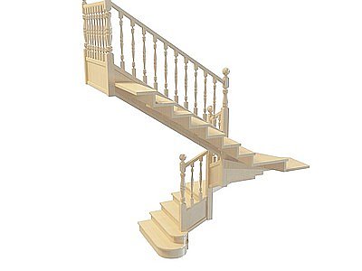 黄色木头欧式楼梯模型3d模型