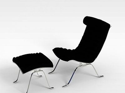 3d现代黑皮躺椅模型