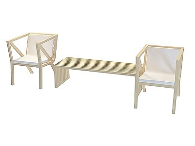 3d一组实木椅免费模型
