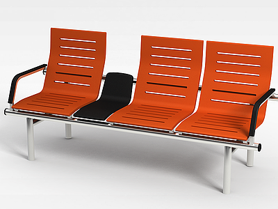 橘黄色公共排椅模型3d模型