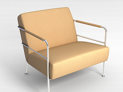 3d米色布艺沙发椅模型
