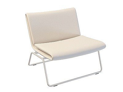 白色皮革休闲椅模型
