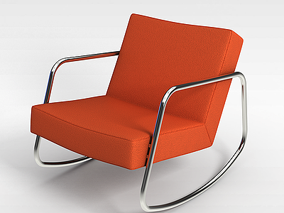 橘红色皮质休闲椅模型3d模型