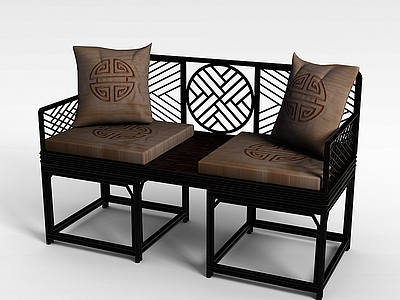 3d新中式实木太师椅模型