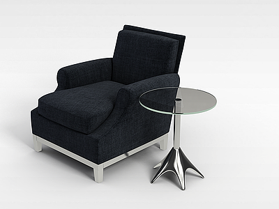 灰色沙发椅和边几模型3d模型
