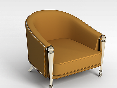 精品米黄色欧式扶手椅模型3d模型