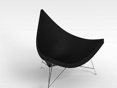 3d黑色皮质休闲椅模型