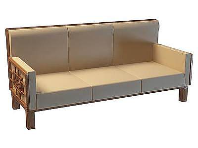 新中式三人沙发模型3d模型