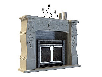 3d烛台壁炉模型