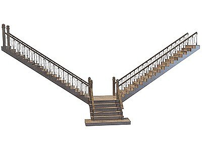 双向楼梯模型3d模型