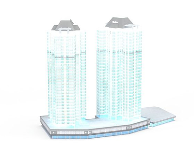 3d现代双子建筑免费模型