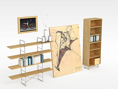 3d卧室现代书架模型