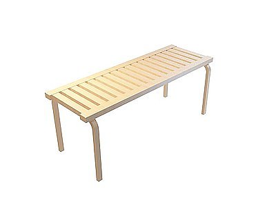 3d木长凳模型