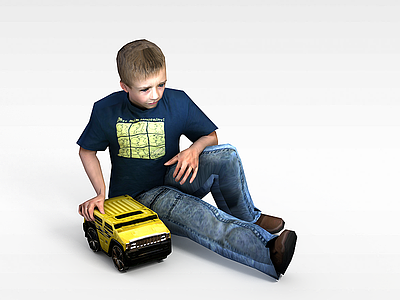 玩小汽车男孩模型3d模型
