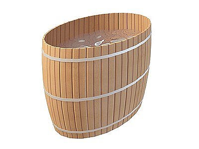 中式复古浴桶模型