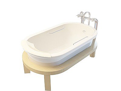 3d木制底座单人浴缸模型