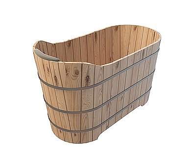 3d古式木桶浴桶模型