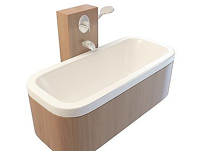 3d木质包围浴缸模型