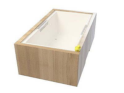 3d中式镶嵌木质浴缸模型