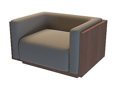 3d现代木质单人沙发模型