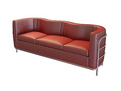 3d红色真皮沙发模型
