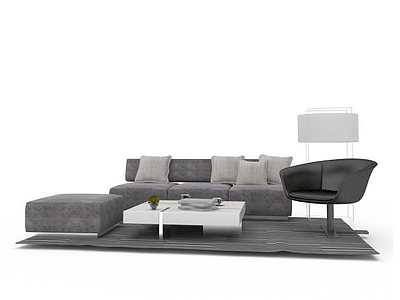 欧式简约沙发组合模型3d模型