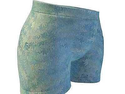 3d蓝色印花女士短裤模型