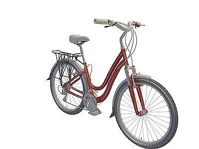 3d红色脚踏车模型