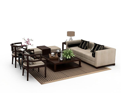 3d精美中式家具沙发模型