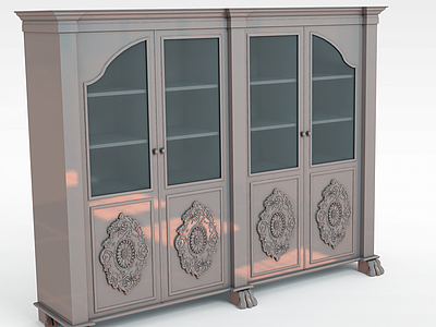 灰色雕花储物柜模型3d模型
