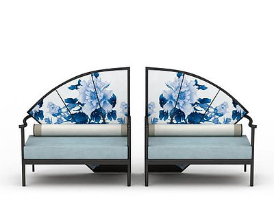 青花中式沙发模型