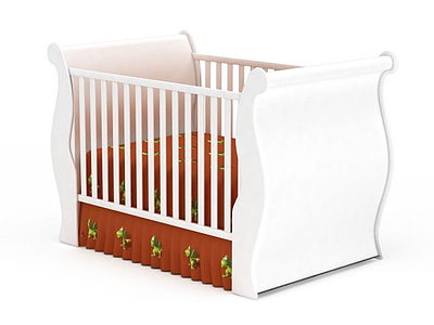 3d白色婴儿床免费模型