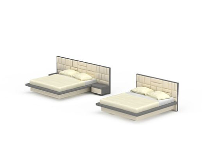 3d米色单人床免费模型