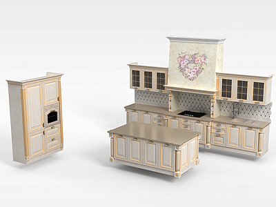 欧式厨柜模型3d模型