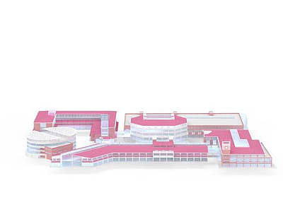 3d粉红建筑群免费模型