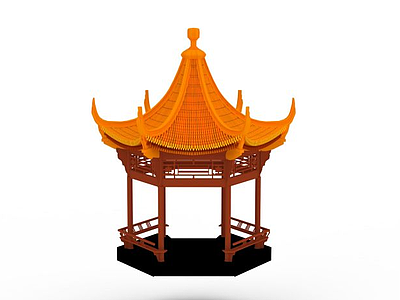 中式凉亭模型3d模型