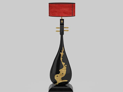 中式红色台灯模型3d模型
