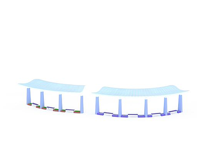 3d弧形廊架免费模型