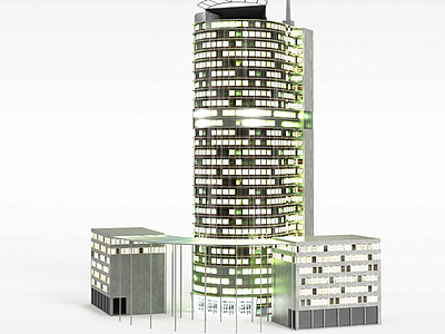 3d夜景大楼模型