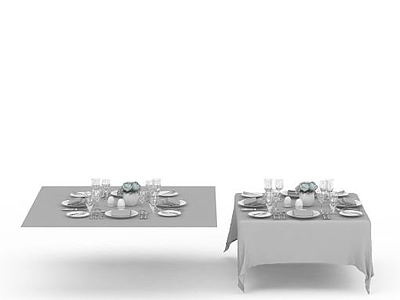 3d饭桌餐具免费模型