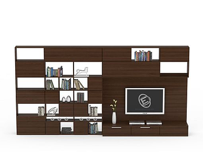 隔板式木制背景墙模型3d模型