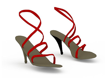 红色凉鞋模型3d模型