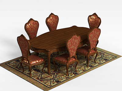 3d欧式桌椅组合模型