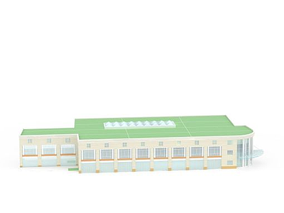 3d米白教学楼模型