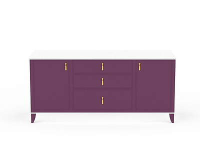 紫色木质柜子模型3d模型
