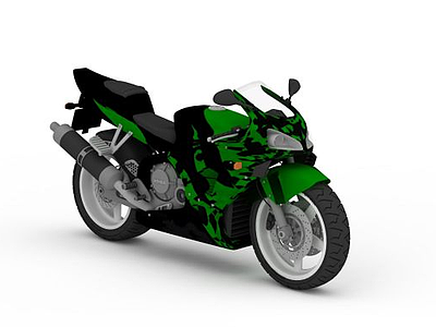 3d绿色时尚<font class='myIsRed'>摩托车</font>免费模型