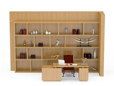 3d卧室木制书架免费模型