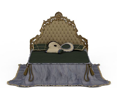 3d欧式雕花床免费模型